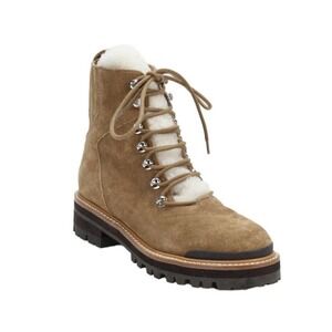 New! Marc Fisher LTD Lizzie Brown Suede Shearling Lug Sole Boots Size 6